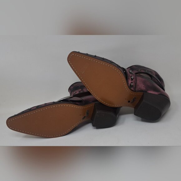 NEW Coach Womens Cut Out Western Creeper Boots Bootie Metallic Purple Size 7 'US - Picture 5 of 14